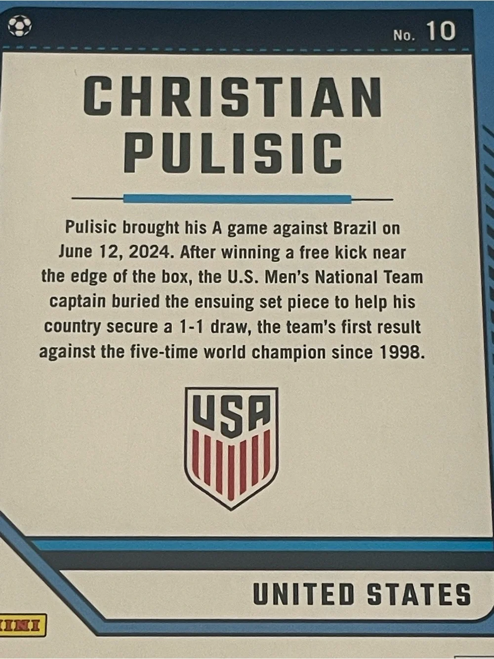 Panini 2024/25 Donruss FIFA Christian Pulisic #10 USMNT Base Card